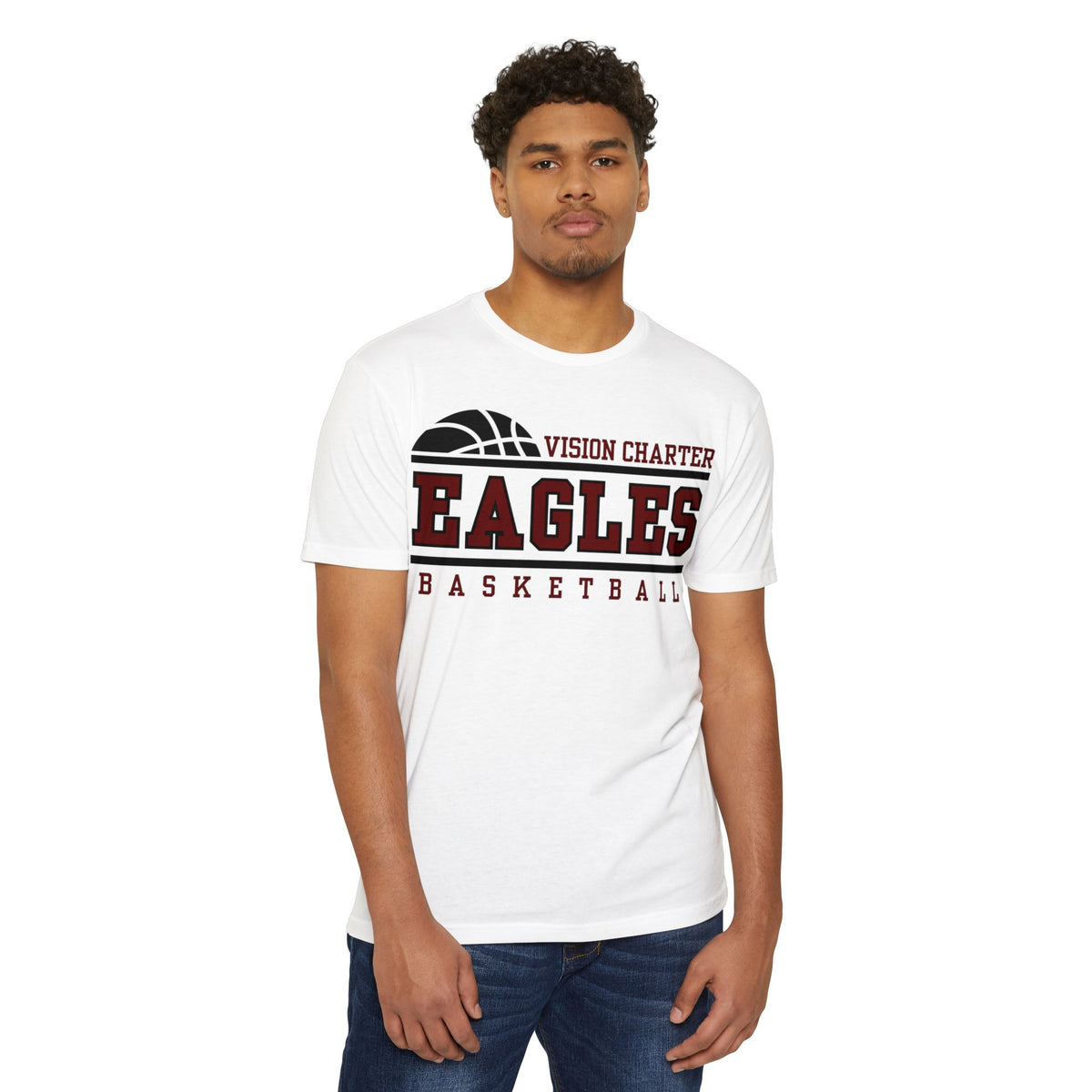 Classic Eagles Basketball Tee - White